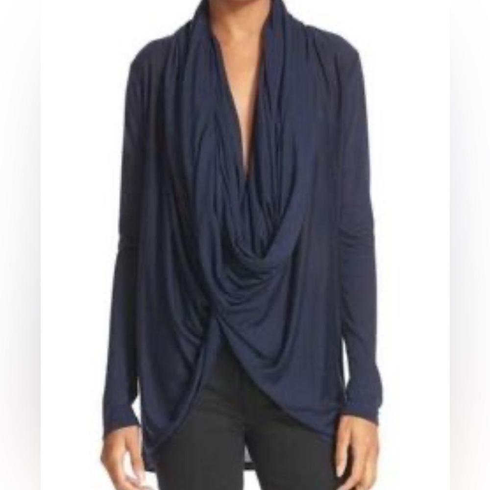 Alice + Olivia Drape Cardigan in Navy/Midnight Blue